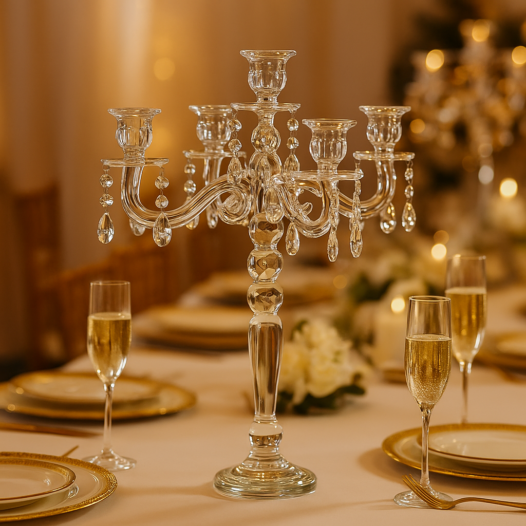 Majestic Aurora 5‑Arm Crystal Candelabra