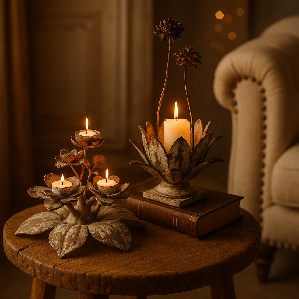 Set of Iron Glass Frame Candelabra