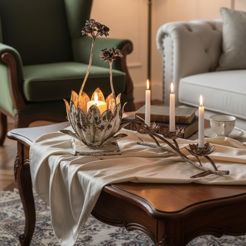 Set of Iron Glass Frame Candelabra