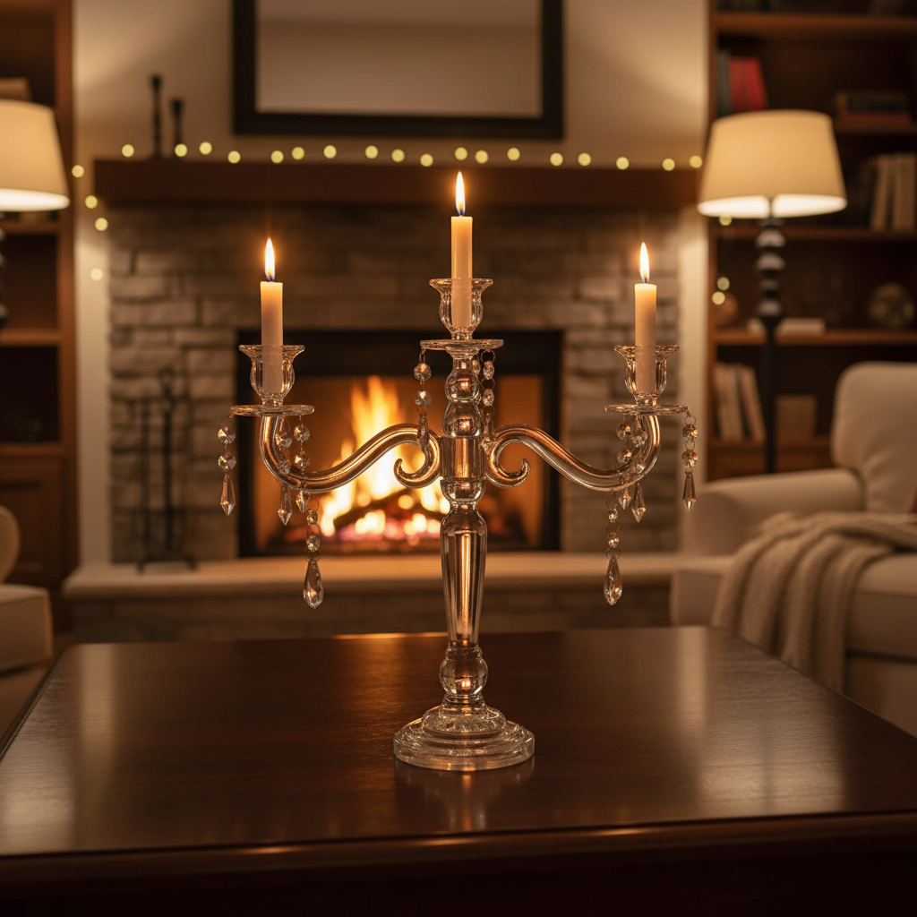 Crystal Serenade  3‑Arm Crystal Candelabra