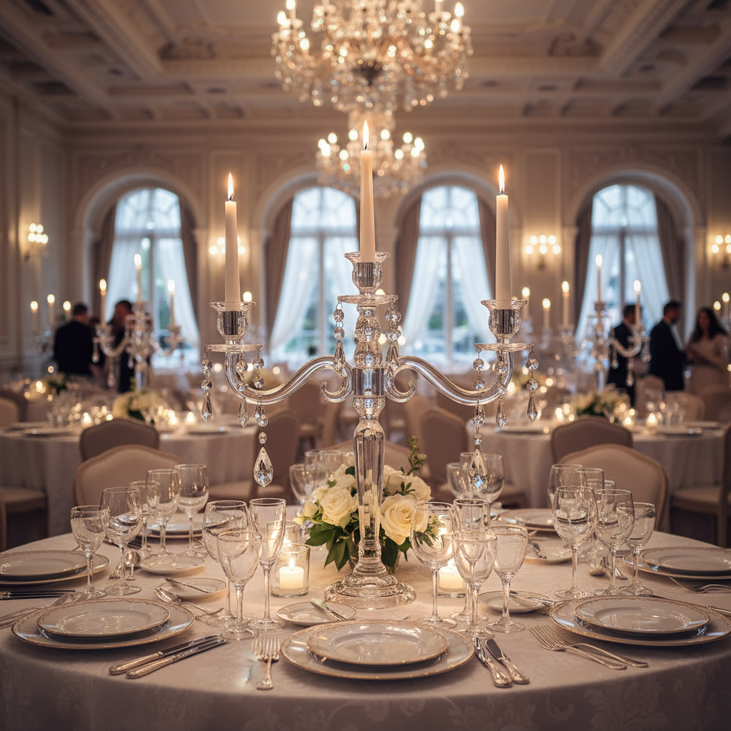 Crystal Serenade  3‑Arm Crystal Candelabra