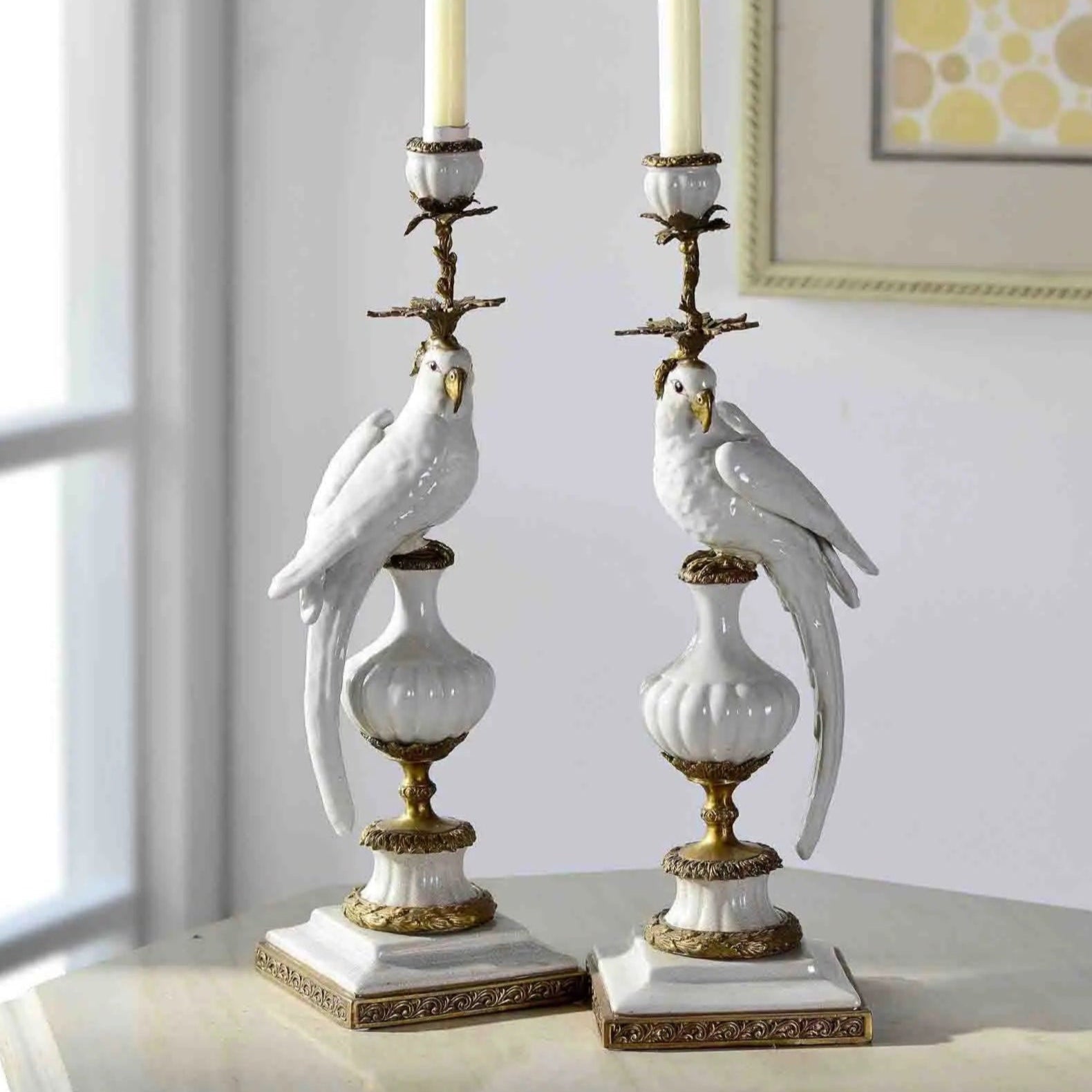 European Parrot Candlesticks